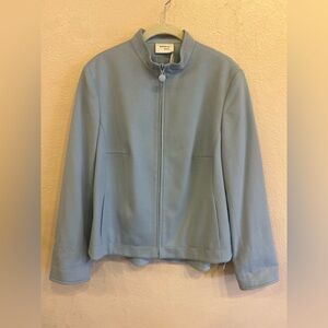 Akris Punto Women’s Wool Zip Up Jacket Light Blue Size 12